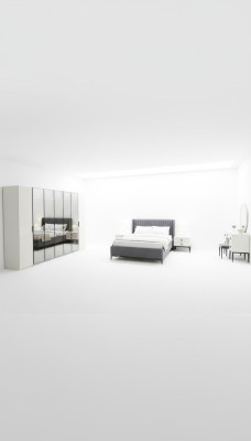 Ensemble de chambre à coucher de designer Lit 2x Tables de chevet Armoire neuf et luxueux