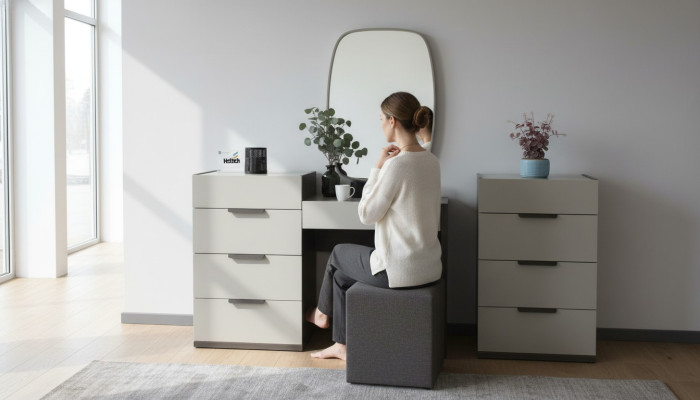 Coiffeuse avec miroir Maquillage Chambre Design Meubles Bois 2pcs. nouveau