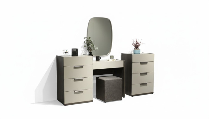 Coiffeuse avec miroir Maquillage Chambre Design Meubles Bois 2pcs. nouveau