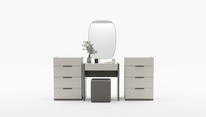 Table de toilette de conception avec miroir Meuble de chambre de luxe Tabouret 3 pièces. nouveau
