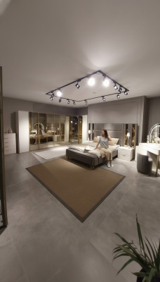 Luxueux ensemble de chambre à coucher Lit + 2x Tables de chevet Commode Armoire en bois neuf