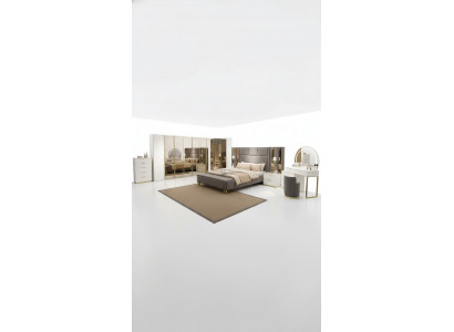 Luxueux ensemble de chambre à coucher Lit + 2x Tables de chevet Commode Armoire en bois neuf