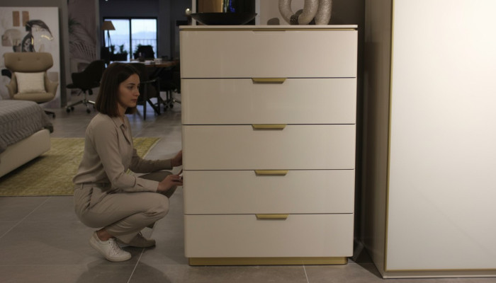 Meuble de chambre à coucher de luxe Design Commode avec 4 tiroirs Cabinet en bois Bois neuf