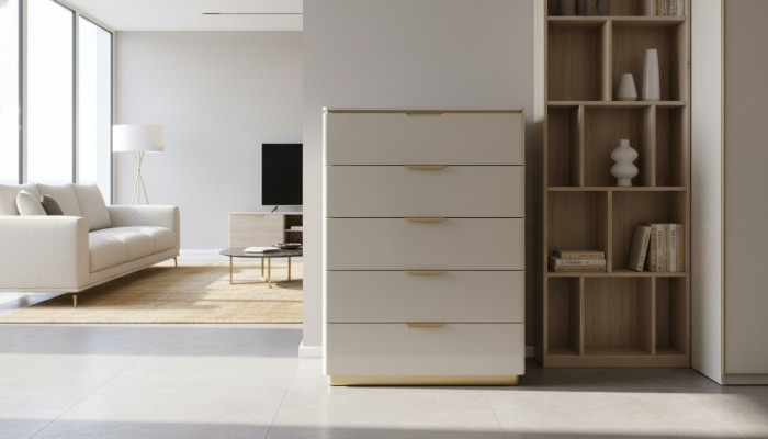 Meuble de chambre à coucher de luxe Design Commode avec 4 tiroirs Cabinet en bois Bois neuf
