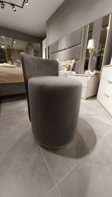 Tabouret rond Design Meuble en bois Design de luxe Salon Repose-pieds