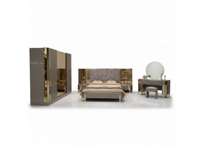 Ensemble de chambre de luxe complet Lit 2x Table de chevet Armoire 4 pièces