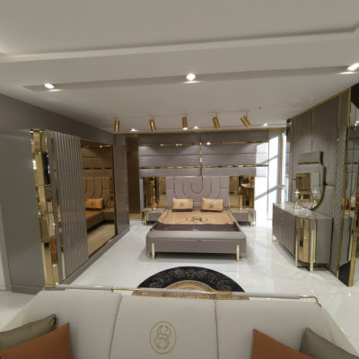 Conception Chambre 3 pcs. Lit 2x Tables de chevet Moderne Lits de luxe Ensemble de meubles neuf