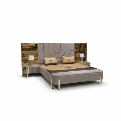 Conception Chambre 3 pcs. Lit 2x Tables de chevet Moderne Lits de luxe Ensemble de meubles neuf