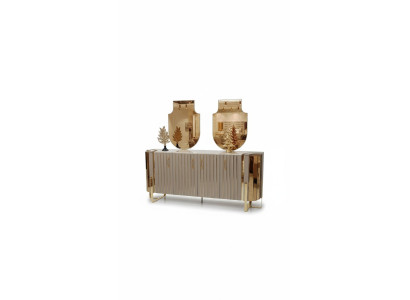 Commode avec 2x Miroir Meuble en bois Buffet de luxe Mobilier moderne 3 pièces. nouveau