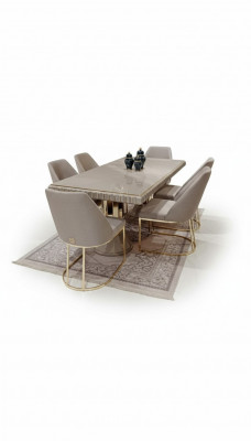 Ensemble de meubles modernes 6x chaises Salle à manger Chaises rembourrées Groupe de chaises en textile