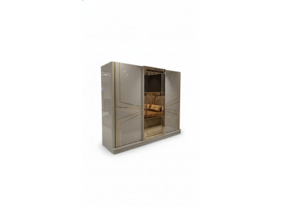 Garde-robe moderne, garde-robe de luxe, armoires en bois, verre brillant, chambre à coucher