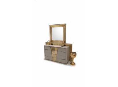 Commode moderne avec miroir Ensemble de chambre à coucher de luxe, design moderne, 2 pièces en bois.