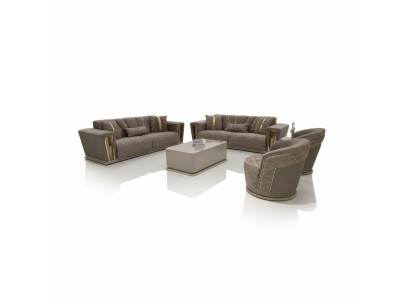 Ensemble de canapés 3+3+1+1 + Table basse + Unité murale Moderne Textile Complet nouveau