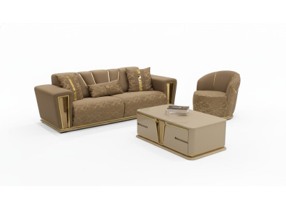 Ensemble de canapés 3+1+1 places en tissu en bois Canapé 3 places Fauteuil moderne Ensemble complet