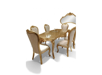 Table de salle à manger classique 200x110cm Or Table en bois de luxe Nouveau design Tables de cuisine