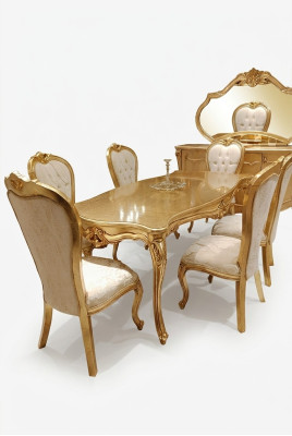 Conception Salle à manger Table à manger complète + 6x chaises Mobilier classique Table en bois neuf