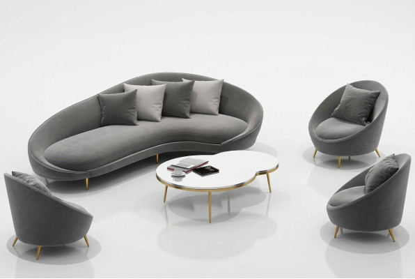 Canapé d'angle en velours en forme de L, paysage de vie décontracté, design de siège de détente, canapé-lounge.