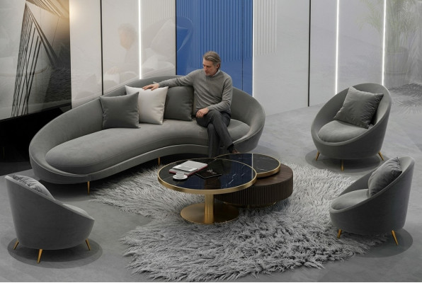 Canapé d'angle + fauteuil Fauteuil paysage de vie Siège de relaxation Design Canapé Lounge Canapé en velours textile