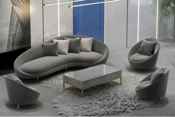 Canapé d'angle + fauteuil Fauteuil paysage de vie Siège de relaxation Design Canapé Lounge Canapé en velours textile