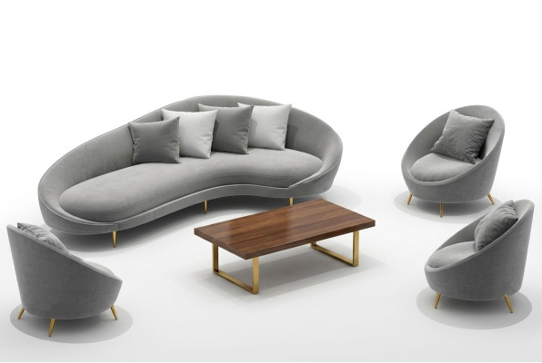 Canapé d'angle + fauteuil Fauteuil paysage de vie Siège de relaxation Design Canapé Lounge Canapé en velours textile