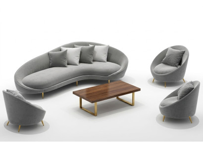 Canapé d'angle + fauteuil Fauteuil paysage de vie Siège de relaxation Design Canapé Lounge Canapé en velours textile