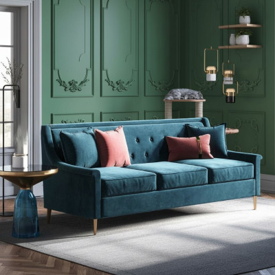 Tissu Trois Places Fauteuil Relax Design Canapé Salon Canapés Velours Canapé 3 Places Mobilier