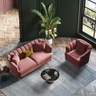 Velours paysage de vie Relax Siège Conception Canapé Salon Canapés Textile Canapé 3 Places