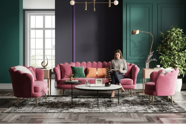 Möbelsitz-Design Couch Lounge Sofas Textil Samt Sofagarnitur 3+2+1-Sitzer Sofa