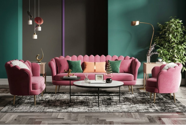 Möbelsitz-Design Couch Lounge Sofas Textil Samt Sofagarnitur 3+2+1-Sitzer Sofa