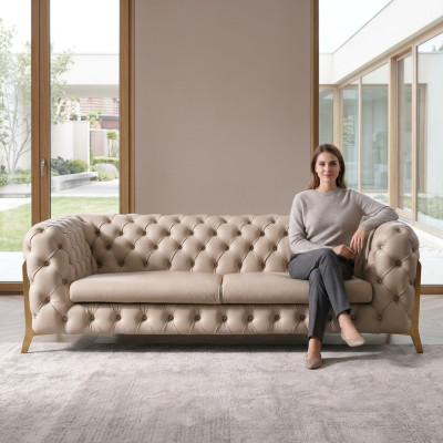 Imitation cuir Canapé 3 places Salon paysage détente Siège design Canapé Lounge Sofas
