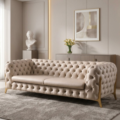 Imitation cuir Canapé 3 places Salon paysage détente Siège design Canapé Lounge Sofas