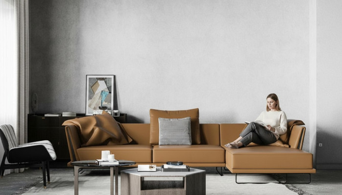 Canapé d'angle en forme de L en cuir paysage de vie détendu Canapé design Lounge Sofas Coin nouveau.