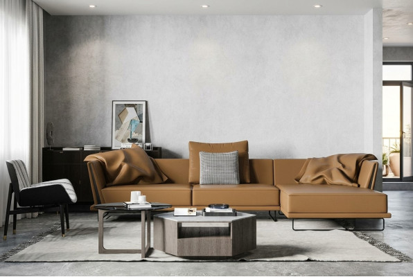 Canapé d'angle en forme de L en cuir paysage de vie détendu Canapé design Lounge Sofas Coin nouveau.