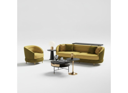 Canapé design Lounge velours Canapé en velours 3+1 places Canapé en velours jaune de salon