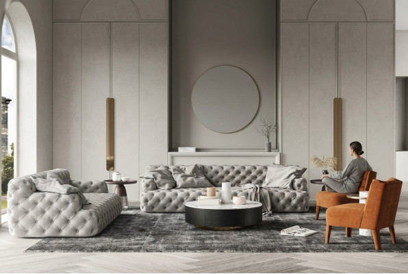 Ensemble de canapé en cuir 3 places + 2 places Canapé Chesterfield Design de siège Canapé Lounge Sofas