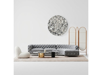 Chesterfield Siège Design Canapé Salon Sofas Tissu Canapé d'angle en forme de L Paysage vivant