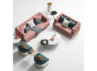 Pink Chesterfield Ensemble de canapés de designer Lounge Sofas 3+2 places