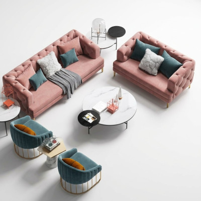 Trois places Canapé de détente, Canapé design Lounge en textile, Canapé 3 places en velours