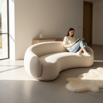 Canapé design Canapé Lounge Canapés Velours Canapé 3 places Tissu Club Arrondi Mobilier d'angle Suite