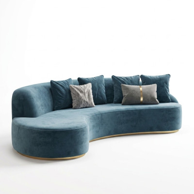 Canapé en velours 4 places en tissu d'ameublement moderne siège relaxant de luxe canapé d'angle rond nouveau