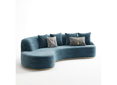 Canapé en velours 4 places en tissu d'ameublement moderne siège relaxant de luxe canapé d'angle rond nouveau