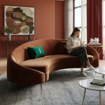 Canapé d'angle 3 places en velours Rembourrage Moderne Relaxation Grand coin salon de meubles de luxe