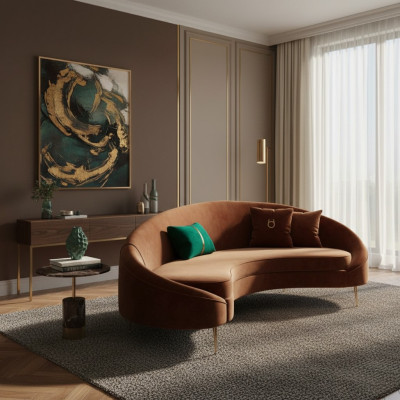 Canapé d'angle 3 places en velours Rembourrage Moderne Relaxation Grand coin salon de meubles de luxe