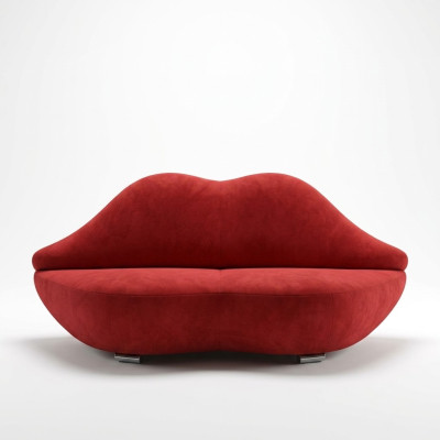 Canapé 2 places en velours rembourré moderne pour les lèvres, siège de détente de luxe. Nouveau meuble de canapé.