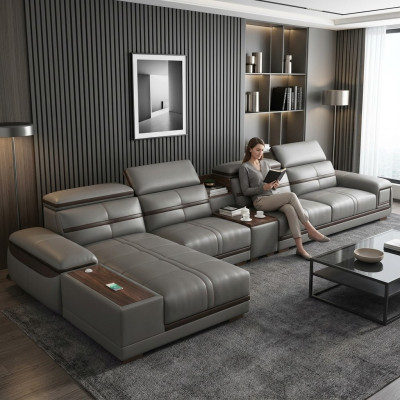 Paysage vivant Suite d'angle Canapé d'angle En forme de L Rembourrage Moderne Détente Siège de luxe Meubles