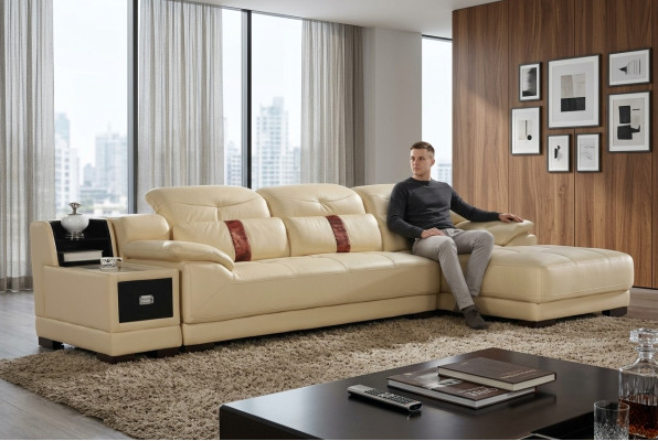 Suite d'angle de luxe Canapé d'angle en L-forme Rembourrage Moderne Relaxant Siège Meubles Paysage vivant