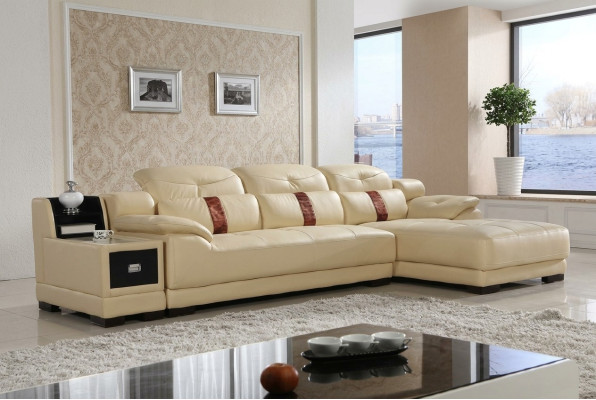 Suite d'angle de luxe Canapé d'angle en L-forme Rembourrage Moderne Relaxant Siège Meubles Paysage vivant