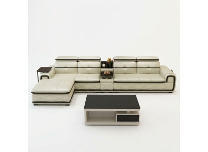 Canapé d'angle en cuir de luxe Canapé d'angle en forme de L Moderne Siège de détente rembourré Mobilier de paysage vivant