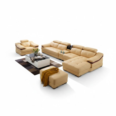 Paysage vivant Suite d'angle de luxe Canapé d'angle en L Forme de siège de relaxation moderne Meubles rembourrés