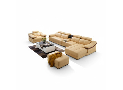 Paysage vivant Suite d'angle de luxe Canapé d'angle en L Forme de siège de relaxation moderne Meubles rembourrés